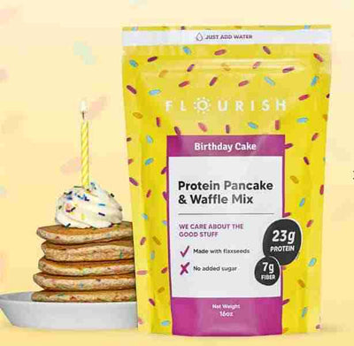 Flourish Birthday Cake Protein Pancake & Waffle Mix 430G