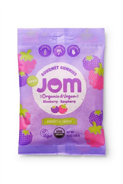 JOM Organic Sour Blueberry & Raspberry Gummies, 100 g