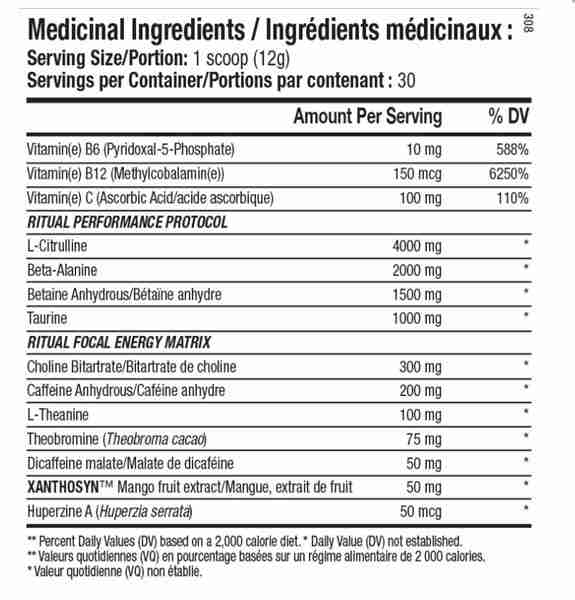ANS Performance Ritual Pre-Workout Blue Raz 360G