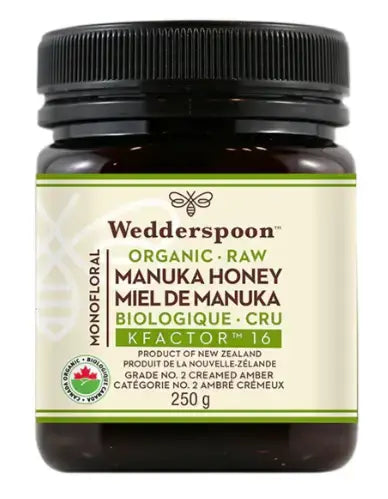 Wedderspoon Organic Raw Monofloral Manuka Honey KFactor 16, 250 g