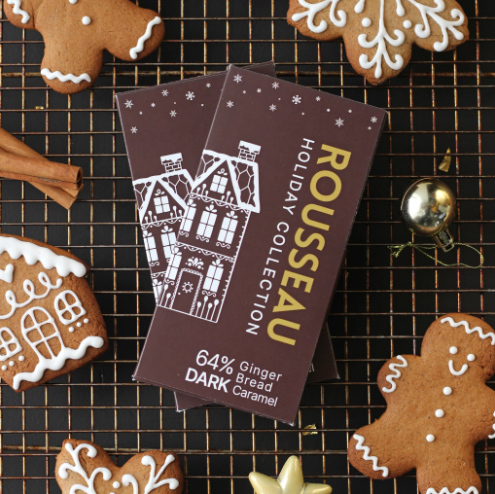 Rousseau Chocolatier Holiday Bar - 64% Ginger Bread Caramel