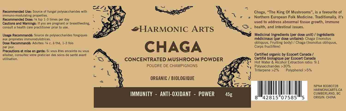 Harmonic Arts - Chaga Concentrated Mushroom Powder, 45G