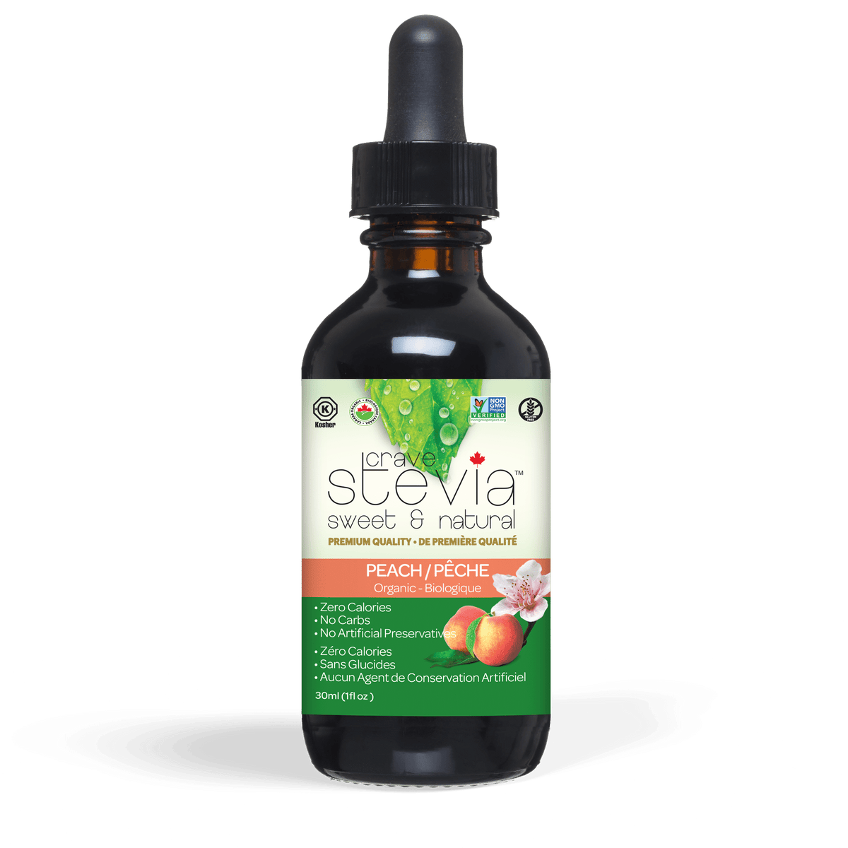 Crave Stevia - Peach Liquid Drops, 30Ml