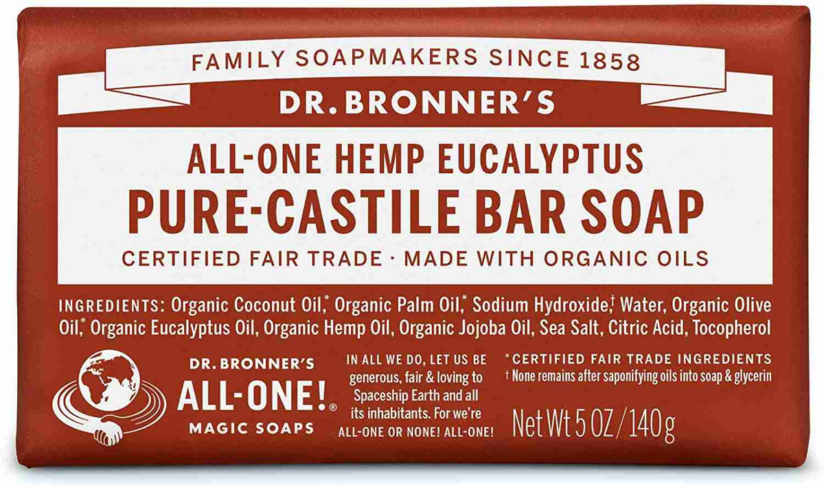 Dr Bronner's Castile Soap Bar: Eucalyptus - 140 G