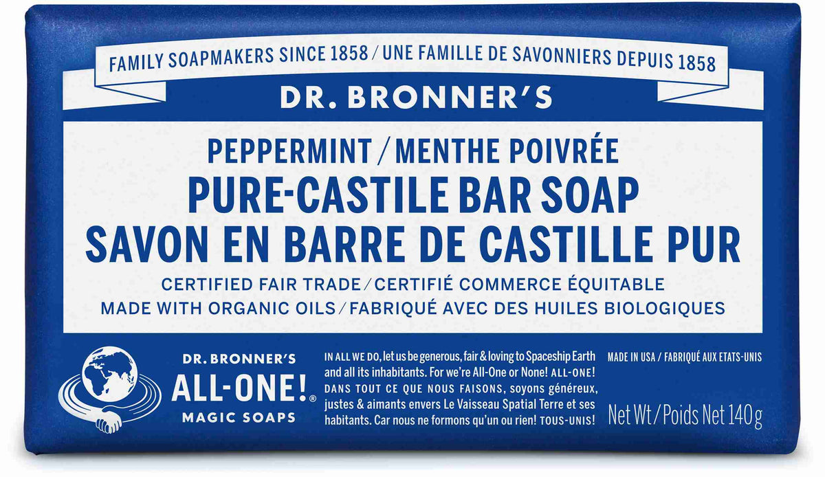 Dr Bronner’S Castile Soap Bar: Peppermint – 140 G