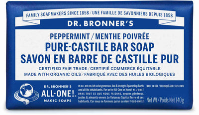 Dr. Bronner's Pure-Castile Bar Soap, Peppermint, 140 g