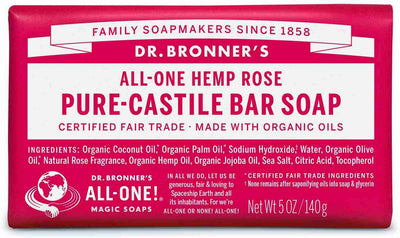Dr. Bronner's Pure-Castile Bar Soap, Rose, 140 g