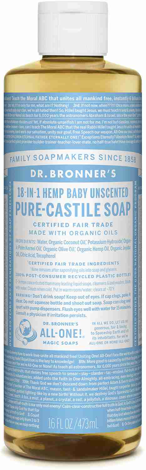 Dr. Bronner's Organic Pure Castile Liquid Soap: Baby Unscented - 473Ml