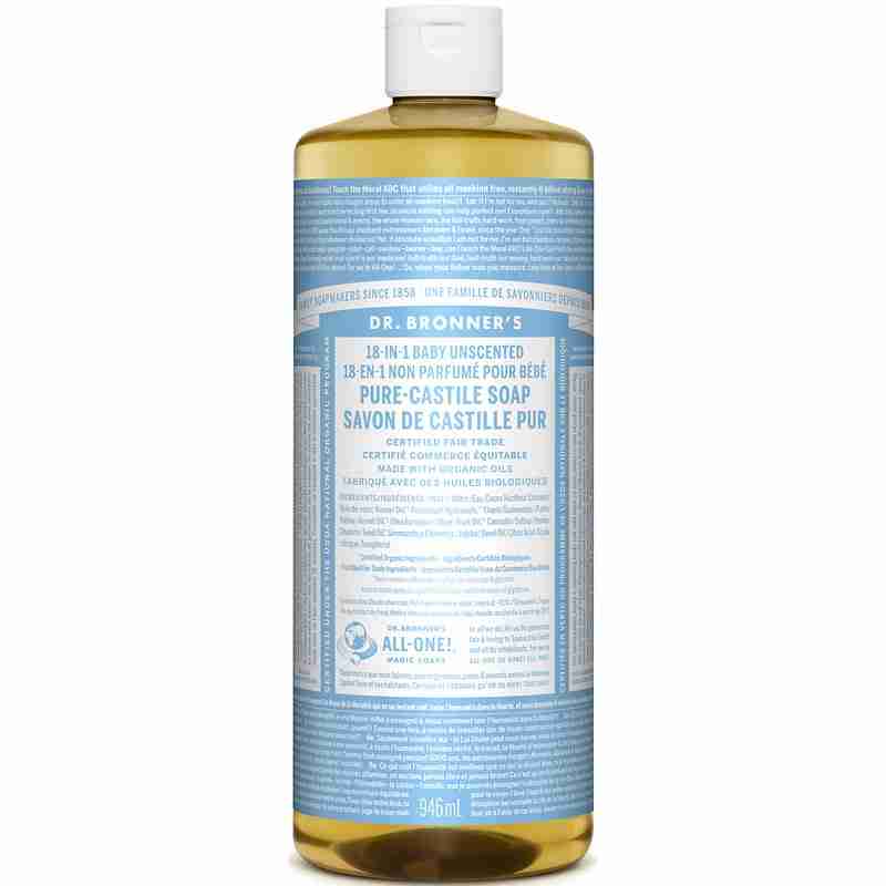 Dr. Bronner's Organic Pure Castile Liquid Soap: Baby Unscented - 946Ml