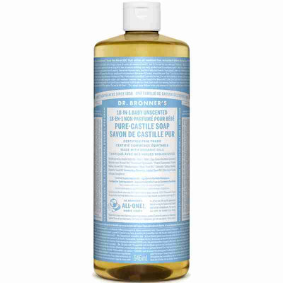 Dr. Bronner's Organic Pure Castile Liquid Soap: Baby Unscented - 946Ml