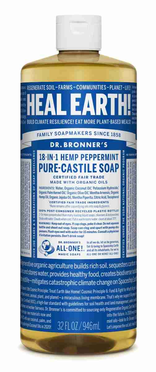Dr. Bronner's Organic Pure-Castile Liquid Soap, Peppermint, 946 mL
