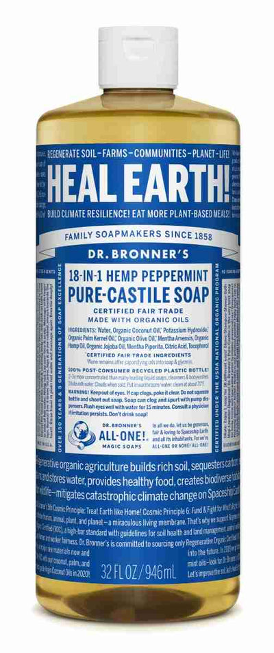 Dr. Bronner's Organic Pure Castile Liquid Soap: Peppermint - 946Ml