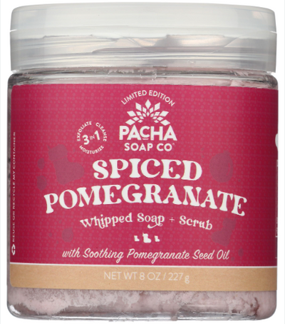 Pacha Soap Co. Whipped Soap + Scrub, Spiced Pomegranate, 227 g