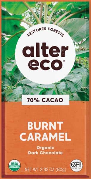 Alter Eco Organic Burnt Caramel 70% Cacao Dark Chocolate, 80 g