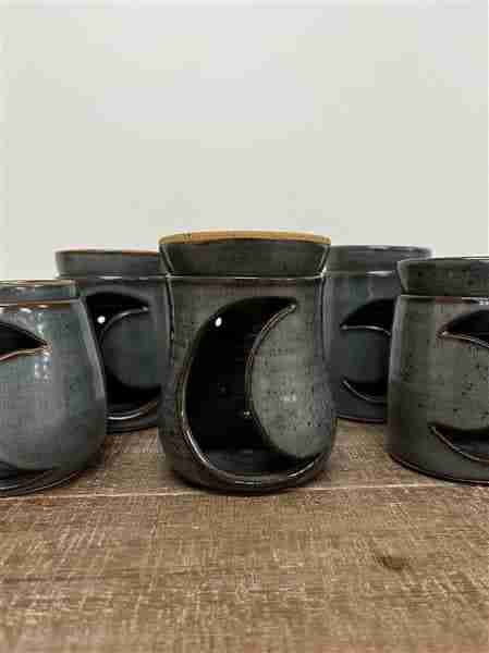 The Bitter Blonde Pottery Tea Light Holder, Green Moons