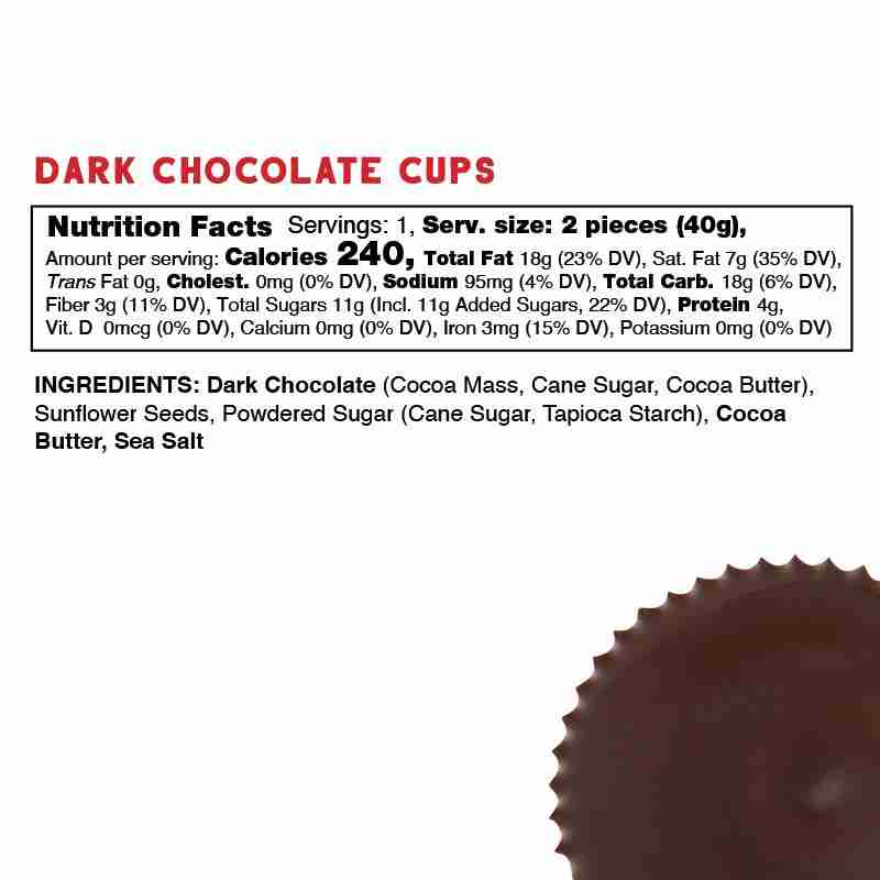 Free2b - Dark Chocolate Sunflower Butter Cups, 40G