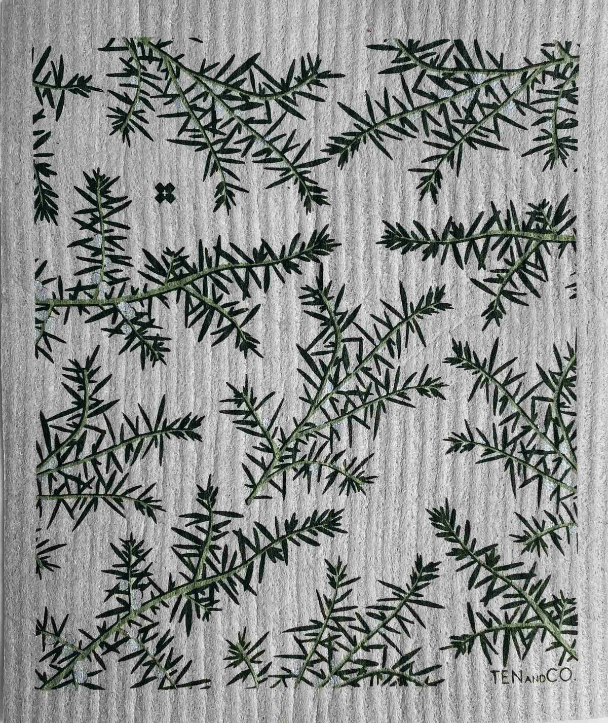 Ten And Co. Sponge Cloth X Juniper Greens On Grey