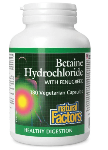 Natural Factors Betaine HCL 500Mg, 180Vcap