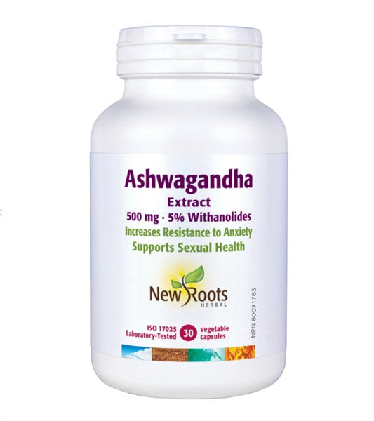 New Roots Herbal Ashwagandha Extract 500 mg, 30 Capsules