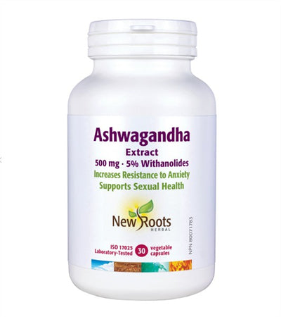 New Roots Herbal Ashwagandha Extract 500 mg, 30 Capsules