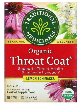 Traditional Medicinals - Organic Throat Coat Lemon Echinacea, 16 Bags