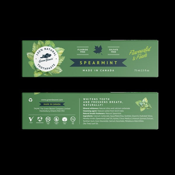 The Green Beaver Company Natural Toothpaste: Spearmint - 75Ml