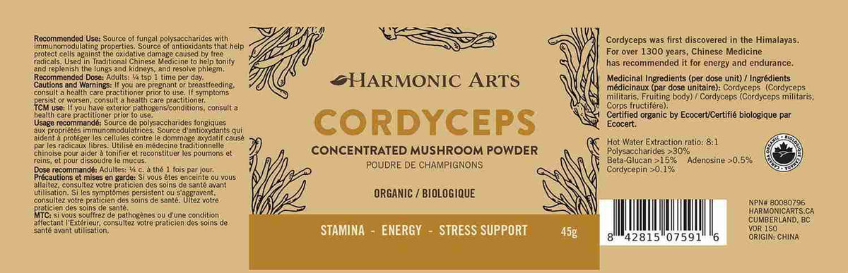 Harmonic Arts Cordyceps Concentrated Mushroom Powder, 45 g