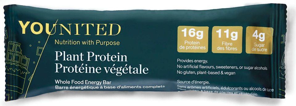 Younited Plant Protein Whole Food Energy Bar Chocolate, 60 g