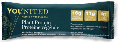 Younited Plant Protein Whole Food Energy Bar Chocolate, 60 g