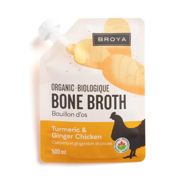 Broya Organic Turmeric & Ginger Chicken Bone Broth, 500 mL
