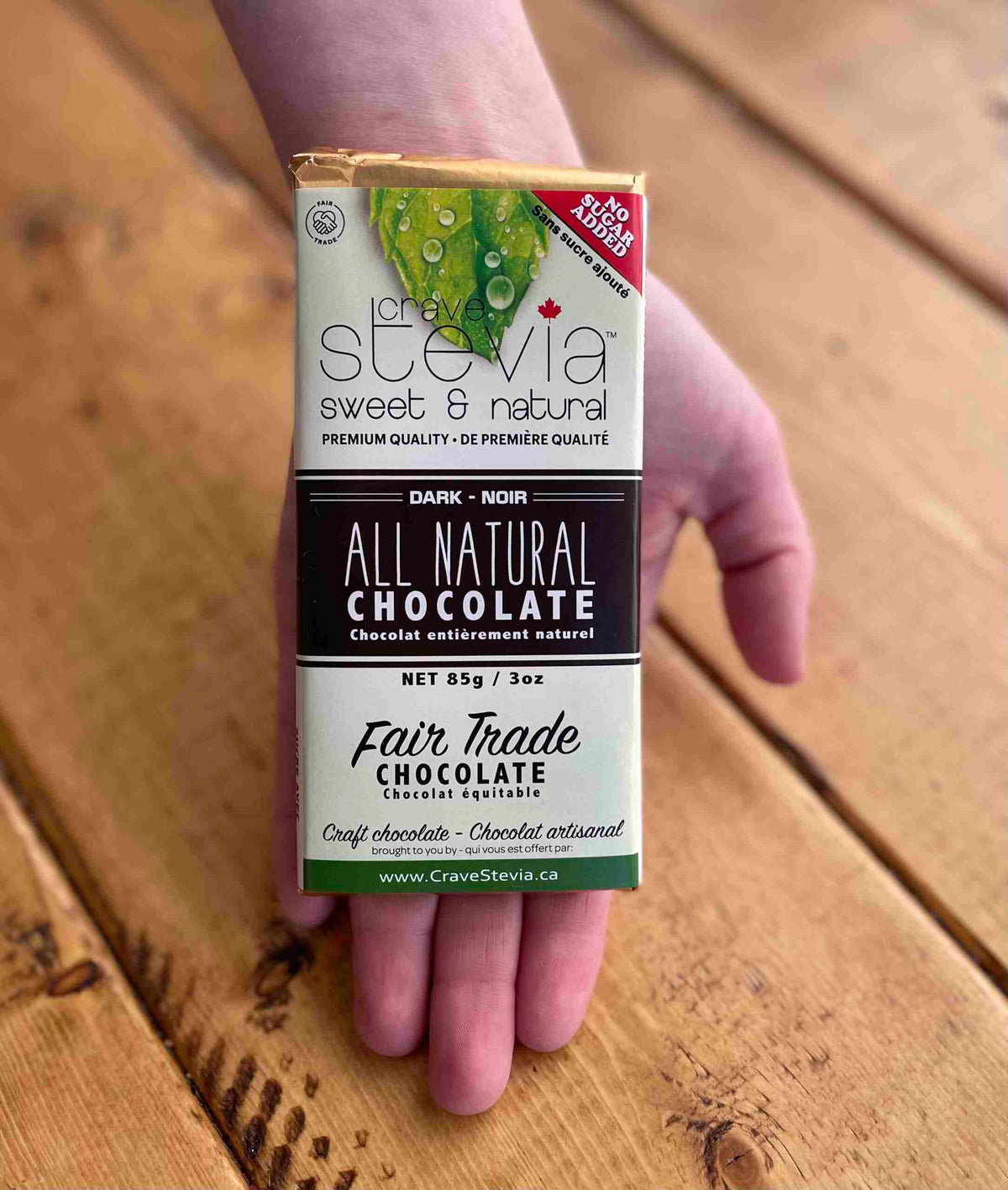 Crave Stevia Dark Chocolate Bar, 85 g