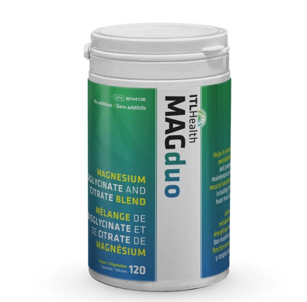 ITL Health MAGduo Magnesium Bisglycinate + Citrate, 120 Capsules