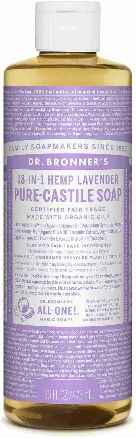 Dr. Bronner's Organic Pure-Castile Liquid Soap, Lavender, 473 mL