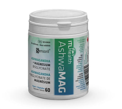 ITL Health AshwaMAG Ashwagandha + Magnesium Bisglycinate, 60 Capsules