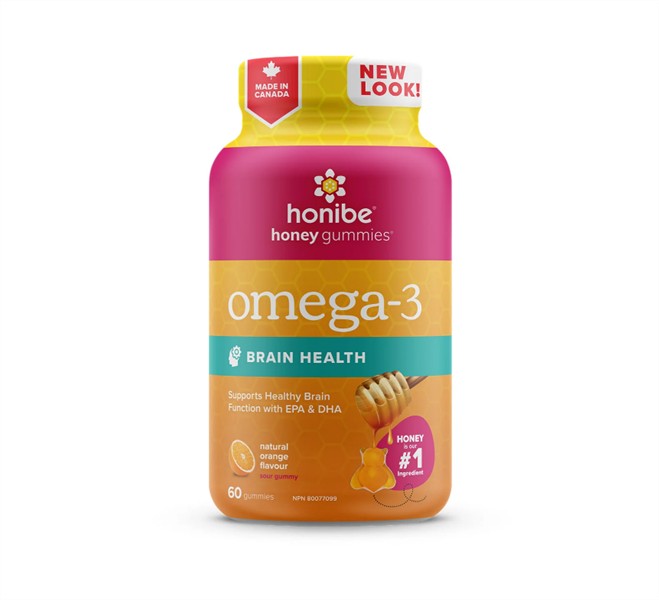 Honibe - Omega-3: Brain Health; Orange Flavour, 60 Gummies