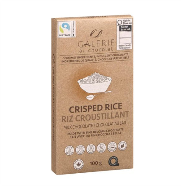 Galerie Fair Trade Milk Chocolate Crisped Rice Bar, 100G
