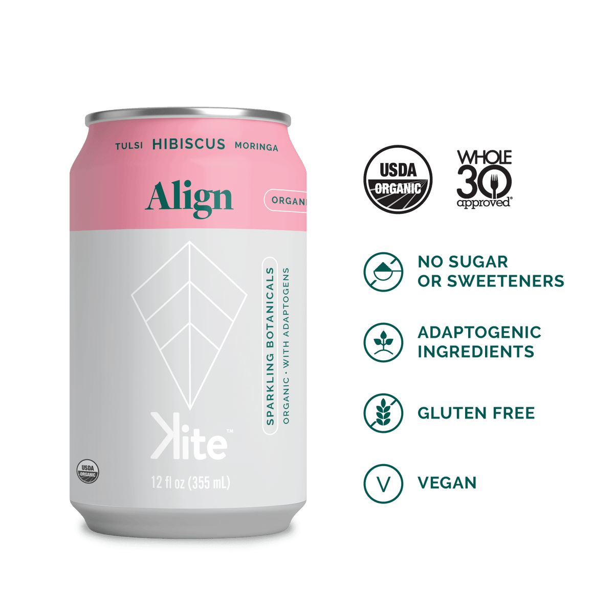 Kite, Align Hibiscus Tusli & Moringa Sparkling Botanicals, 355Ml