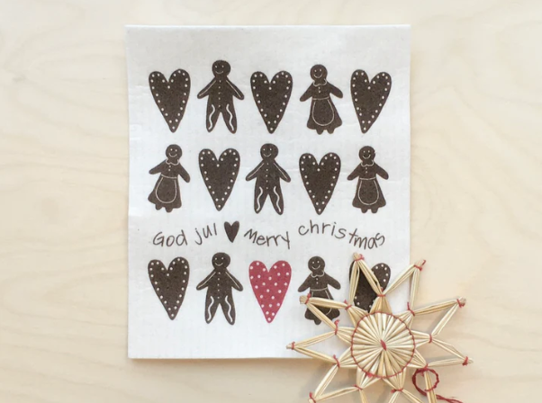 Square Love Swedish Sponge Cloths - Gingerbread