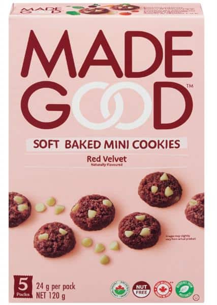 MadeGood Red Velvet Soft Baked Mini Cookies, 5 x 24 g