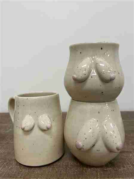 The Bitter Blonde Pottery Basic Boob Mug, Cream