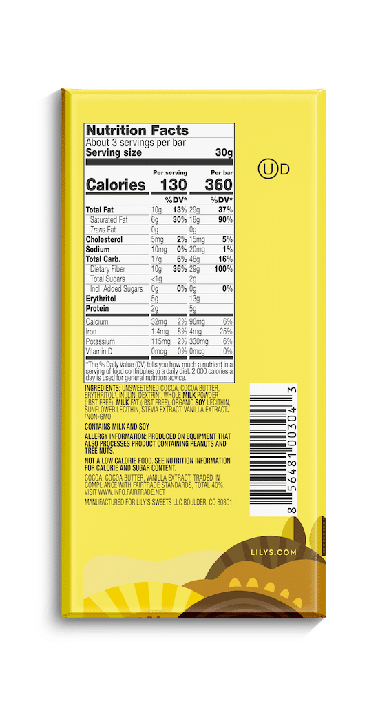 Lily's Creamy Milk Chocolate Style Bar, 85 g