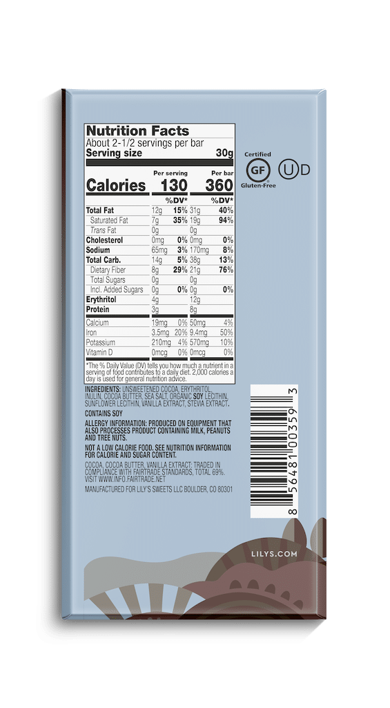 Lily's Sea Salt Extra Dark Chocolate Style Bar, 80 g