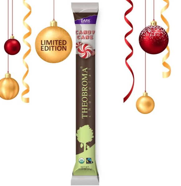 Theobroma Chocolat Organic 60% Dark Chocolate Candy Cane Batons, 35 g