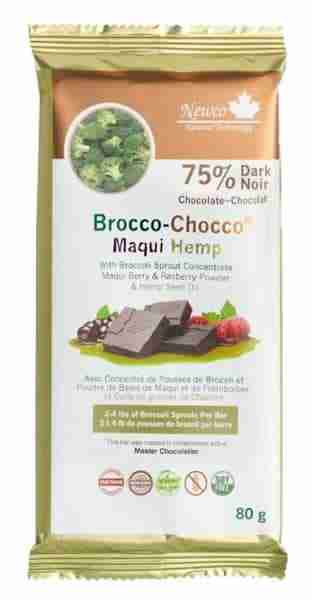 Brocco-Chocco Maqui Hemp 75% Dark Chocolate Bar, 80G