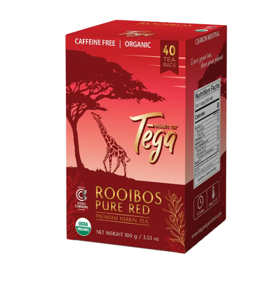 Tega Organic Fairtrade Pure Red Rooibos Tea, 40Ct
