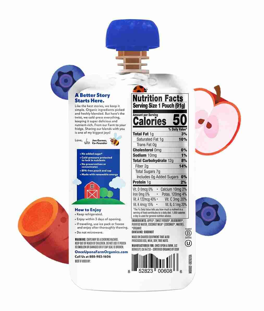 Once Upon A Farm - Organic Fruit & Veggie Blend: Mama Blueberry, 91G