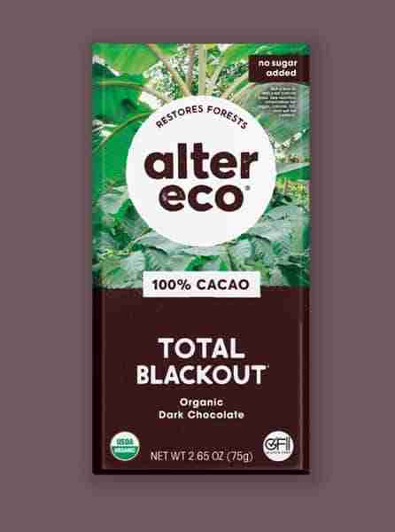 Alter Eco Total Blackout Organic Dark Chocolate 100% Cacao 75G