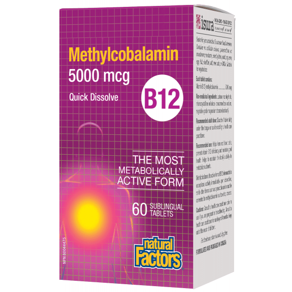 Natural Factors B12 Methylcobalamin 5000 mcg, 60 Tablets