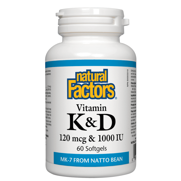 Natural Factors Vitamin K & D 120Mcg & 1000 IU 60 Softgels
