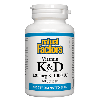 Natural Factors Vitamin K & D 120Mcg & 1000 IU 60 Softgels